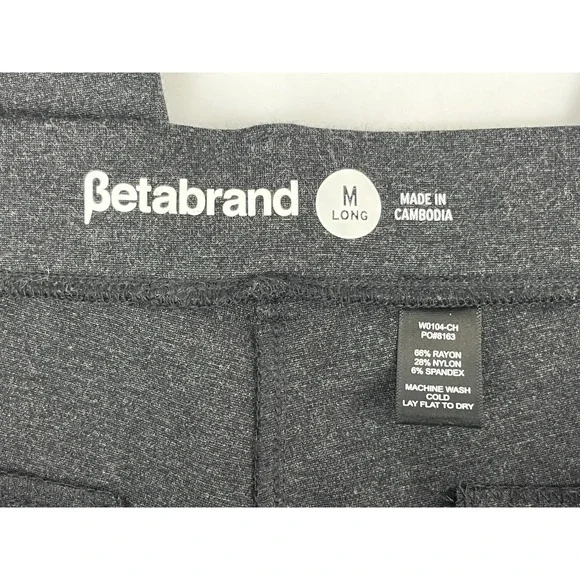 Betabrand Dress Pants Women's Sz Medium Long Gray Flare Leg Pull On Pants - Picture 7 of 8